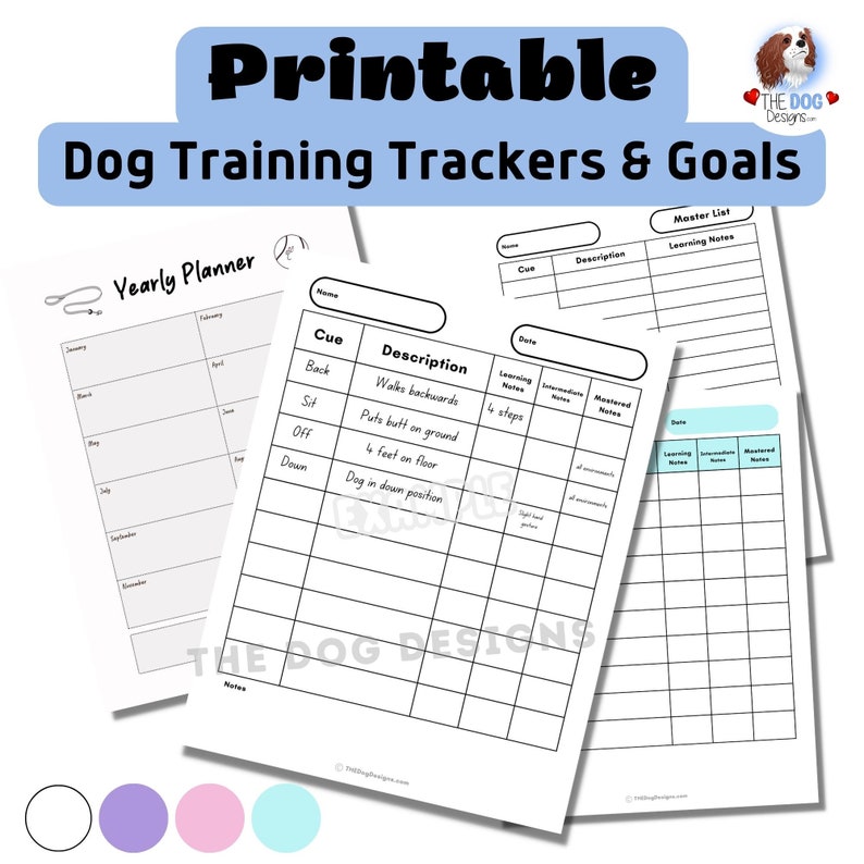 Printable Dog, Puppy Training Log Book and Planner, Dog Training Journal for Tricks, Commands PDF Download image 1