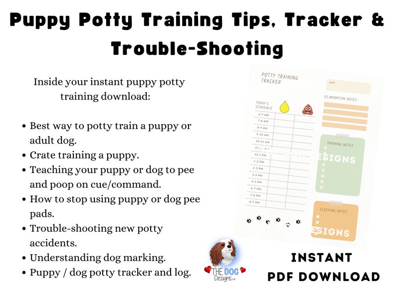 New Puppy Potty Training Log, E-Book, Tips, and Dog Potty Training Tracker PDF, Digital Downloadable Download image 2