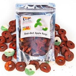 Spicy Chamoy Green Apple Rings: Low Sodium Mexican Candy (7oz)