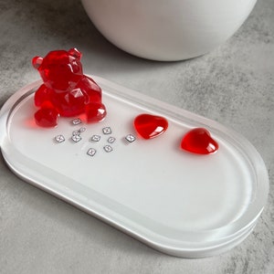 Cute White Jewelry tray / jewelry holder jewelry tray with mini love letters and hearts, unique gift for Valentine&#39;s Day for women.