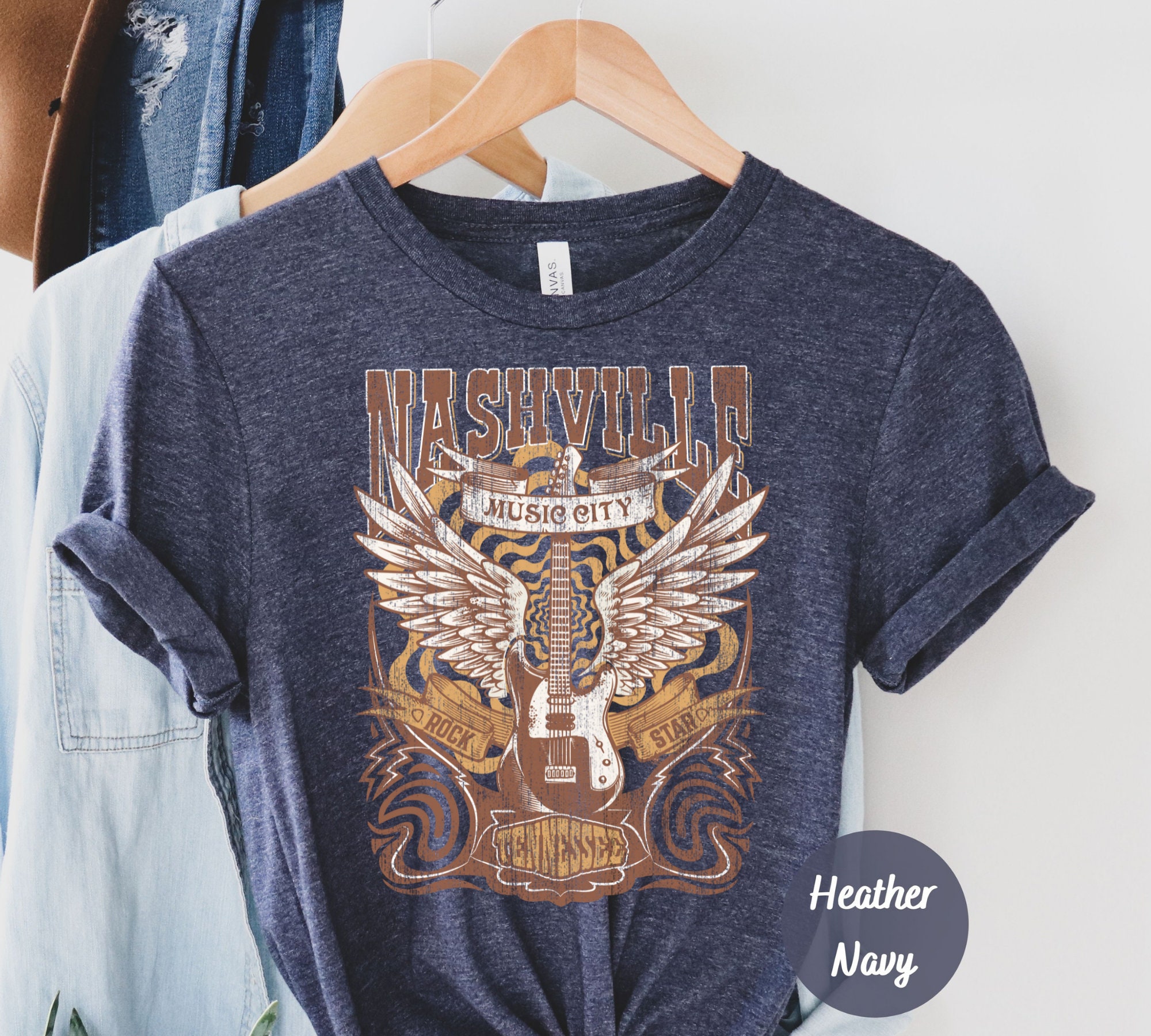 Discover Nashville Music City Tennessee Guitar T-Shirt