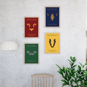 Paquete de carteles de las casas de Hogwarts: ¡Abraza la magia de la unidad!, paquete de impresiones de casas de la escuela de magos,