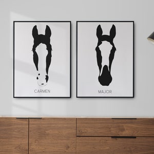 Silhueta de cavalo personalizada, arte digital, arte de parede de cavalo, ilustração de cavalo