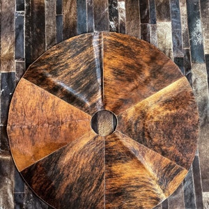 100% Real Cowhide Brindle Tree Skirt, Holiday Tree Skirt, Real Leather Tree Skirt, Handmade Tree Skirt