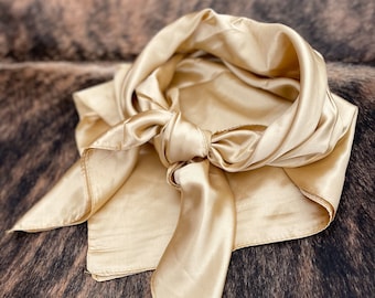 Golden Beige Wild Rag, Western Scarf 35"x35", Cowboy Wild Rag, Western Clothing , Fashion Scarves