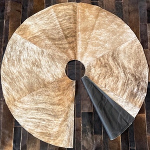 100% Real Cowhide Gray Brindle Tree Skirt, Holiday Tree Skirt, Real Leather Tree Skirt, Handmade Tree Skirt, Christmas Tree Skirt