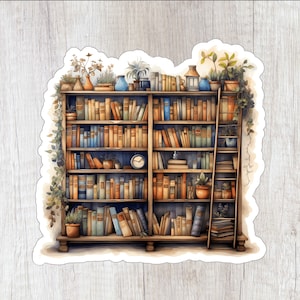 Book Shelf Sticker in Watercolor Style | Bookish Sticker | Reading Sticker | Book Lover Sticker | Bookish Vinyl Sticker