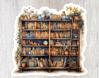 Book Shelf Sticker in Watercolor Style | Bookish Sticker | Reading Sticker | Book Lover Sticker | Bookish Vinyl Sticker