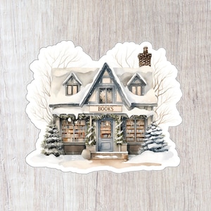Charming Winter Bookstore Sticker | Winter Book Sticker | Winter Book Shop Sticker | Bookish Sticker | Reading Sticker | Book Lover Sticker