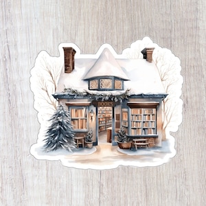 Cozy Winter Bookstore Sticker | Winter Book Sticker | Winter Book Shop Sticker | Bookish Sticker | Reading Sticker | Book Lover Sticker