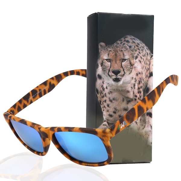 Polarized Cheetah Sunglasses For Women & Men – Save Your Eyes - Save Cheetahs + the Planet - Trendy Mirrored Sun Glasses with UV Protection