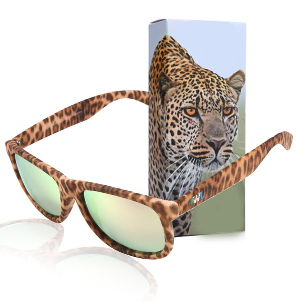 Polarized Leopard Sunglasses For Women & Men – Save Your Eyes - Save Leopards + the Planet - Trendy Mirrored Sun Glasses with UV Protection