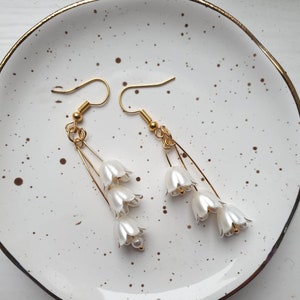 White bluebells flower earrings