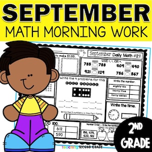 48-Page Daily Math Worksheet Bundle September Activities for Second Grade Teacher No Prep Resources Math Review Summer Learning Homeschool