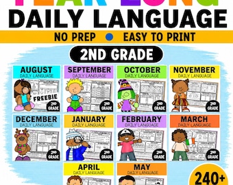 2nd Grade Daily Language Arts Worksheets: Year-Long ELA Activities (Digital Download)