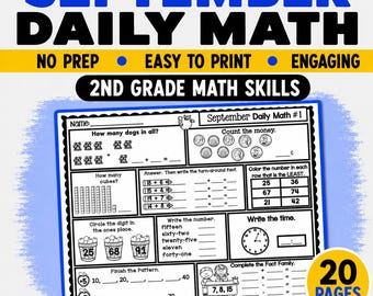 Mathe-Arbeitsblätter für die zweite Klasse – September tägliche Übung der Subtrahierens (PDF-Download)