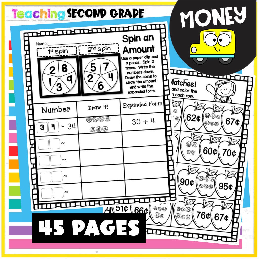 Kids Money Activity Worksheet Bundle 1st 2nd 3rd Grade Math Games ...