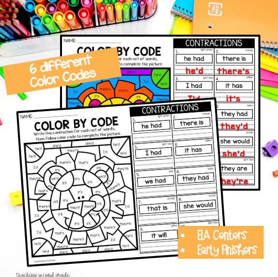 Kids Monthly Color by Code Worksheet Bundle Grammar Reading Activities ...