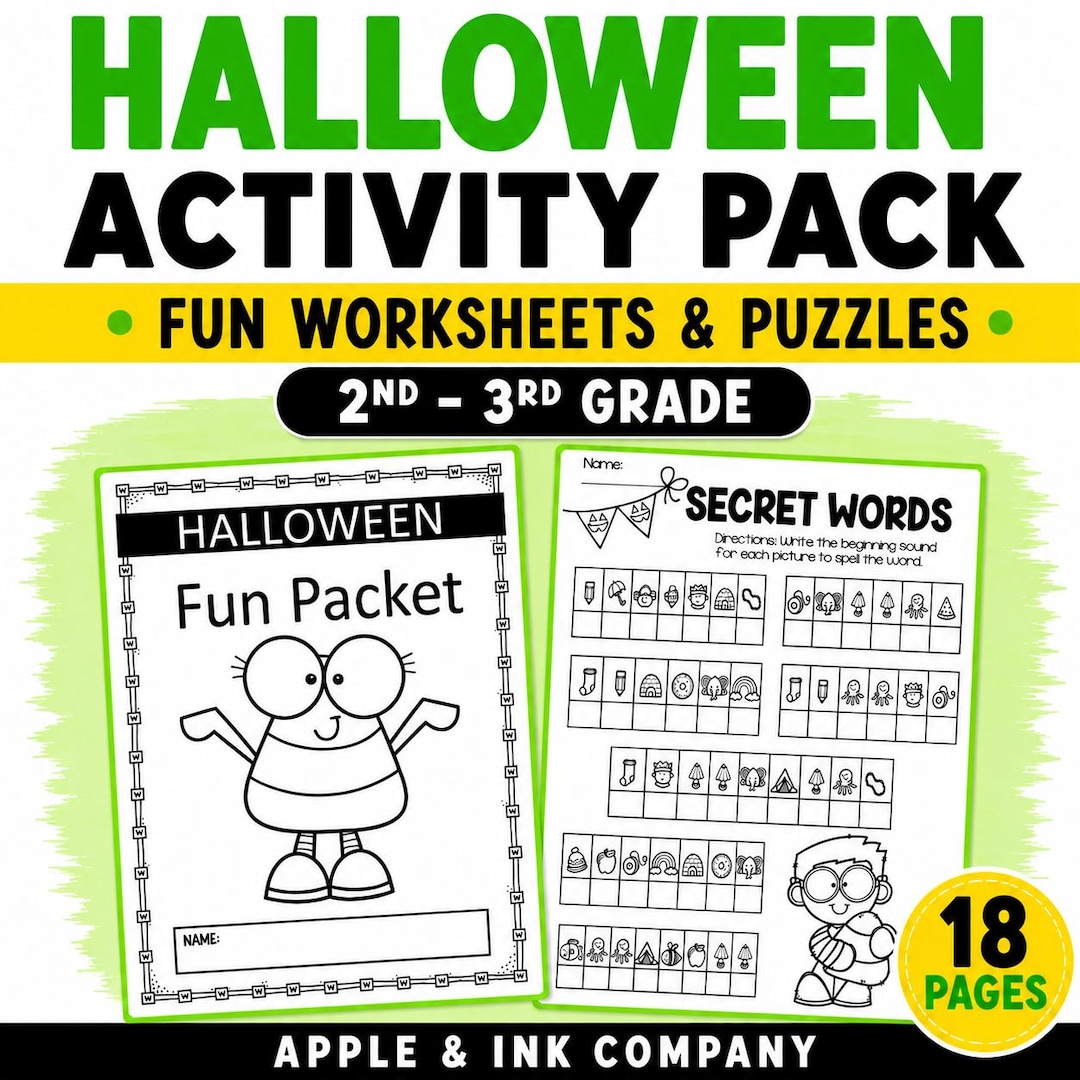 Halloween Printables for Kids | Math, ELA & Puzzle Activity Pack | 2nd ...
