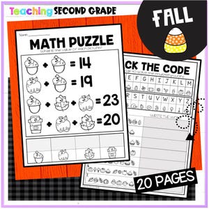 29-page Fall Themed Printable Worksheets for 1st 2nd 3rd Grade Early ...