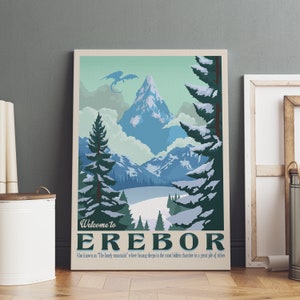 Erebor Poster, Herr der Ringe Wandkunst, Premium Leinwand, Geschenk für Filmfans, Rahmenoption verfügbar