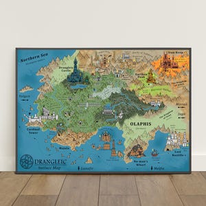 Dark Souls Karte Poster | Dangleic Wandkunst | Spiel Leinwanddruck