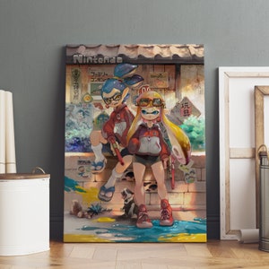 Pôster de Splatoon, arte de parede Inklings, impressão em tela enrolada, pôster de jogo para presente