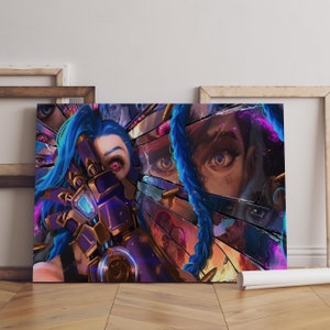Póster de Arcane, arte de pared de Jinx, impresión en lienzo de primera calidad, regalo para fanáticos de la serie de televisión, opción de marco disponible