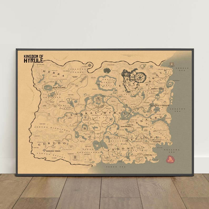 El Rito Map Legend of Zelda Map Poster | Hyrule Map Wall Art | Game Canvas Print - Etsy