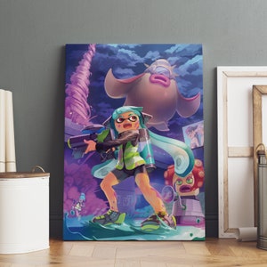 Pôster de Splatoon, arte de parede Inklings, impressão em tela enrolada, pôster de jogo para presente