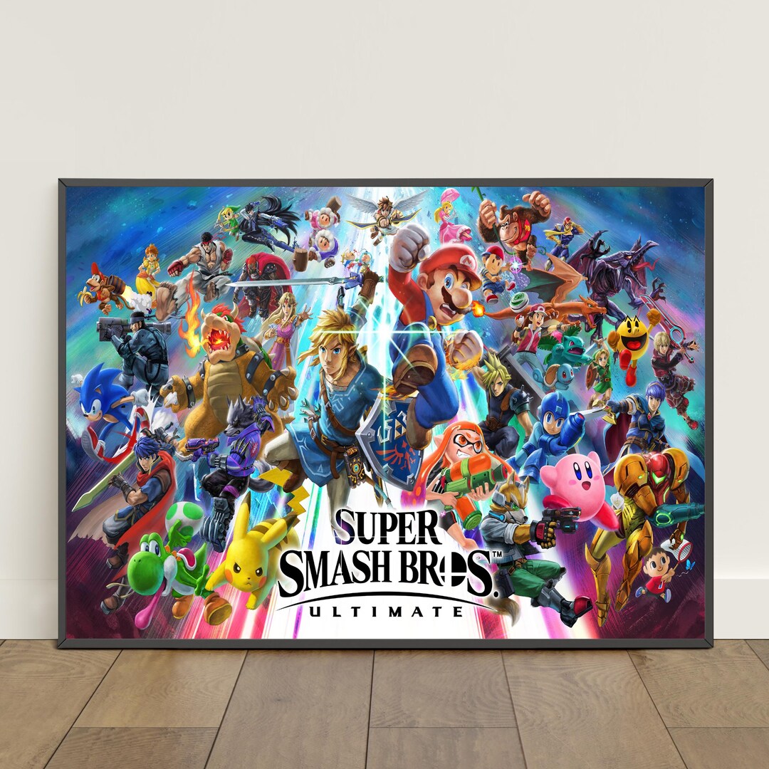 Super Smash Bros Poster | Super Mario Wall Art | Game Canvas Print #2 ...