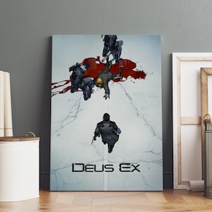 Deus Ex Poster, Adam Jensen Wall Art, Premium Canvas Print, Game Fan Gift, Frame Option Available