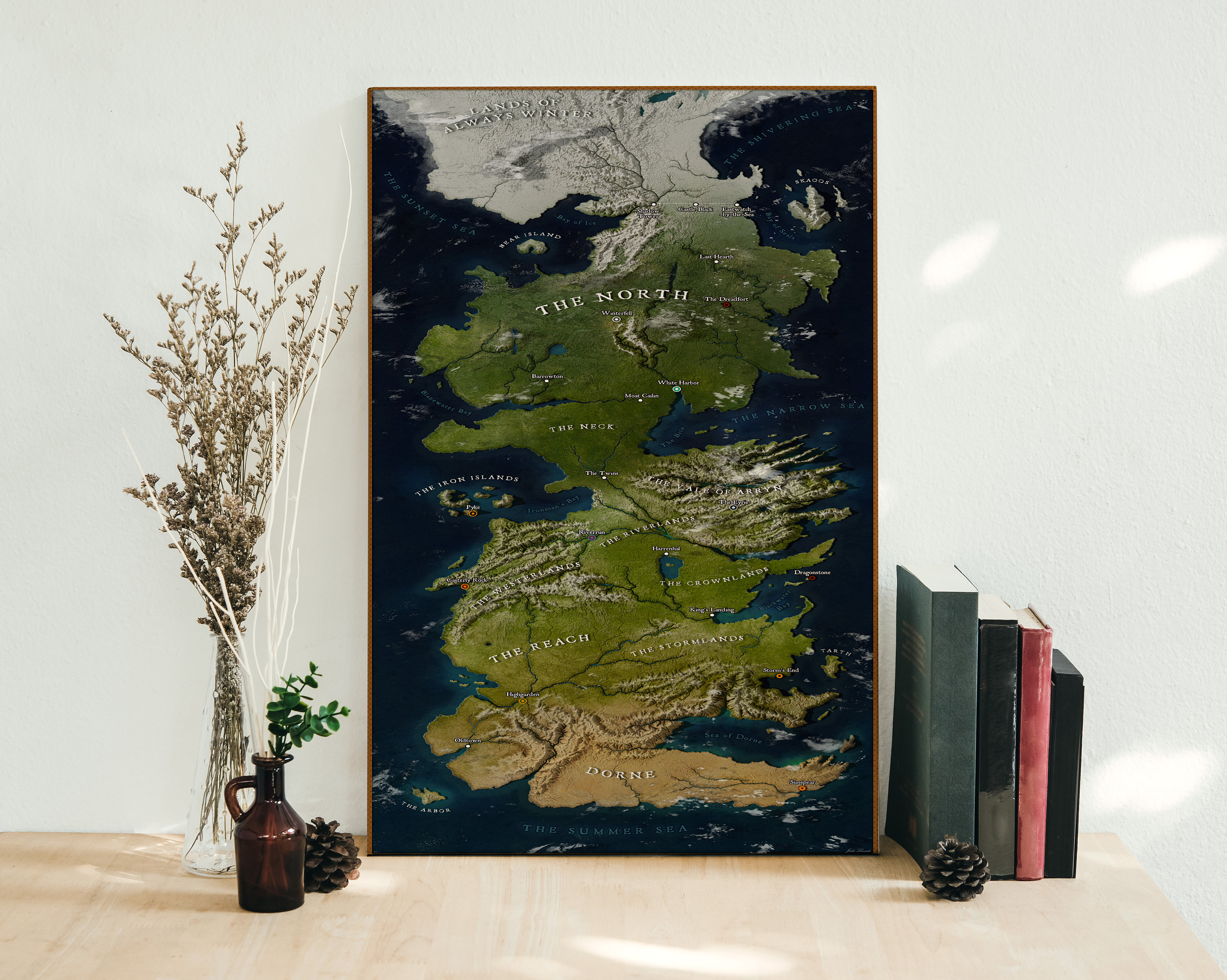 Game of Thrones Map Poster, Westeros Wall Art, Premium Canvas Print ...
