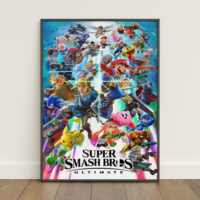 Super Smash Bros Poster | Super Mario Wall Art | Game Canvas Print - Etsy