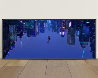 Spiderman Wide Landscape Poster | Spider-Verse Wall Art | Movie Canvas Print