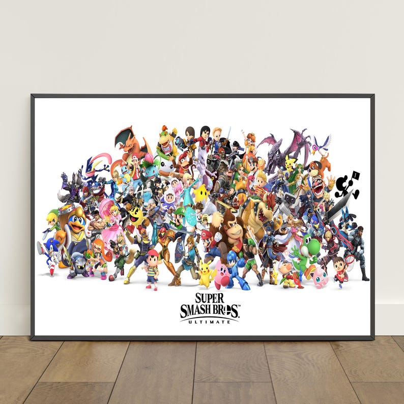 Super Smash Bros Poster | Super Mario Wall Art | Game Canvas Print #2 ...