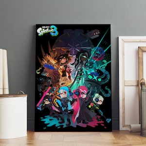 Pôster de Splatoon, arte de parede Inklings, impressão em tela enrolada, pôster de jogo para presente