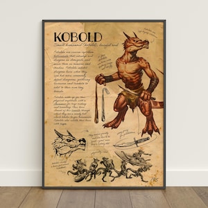 Dungeons & Dragons Monster Poster | Beholder Wall Art | Game Canvas Print Kobold
