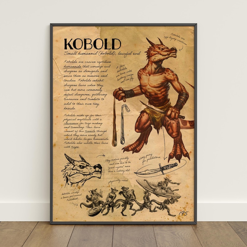 Dungeons & Dragons Monster Poster | Beholder Wall Art | Game Canvas Print Kobold
