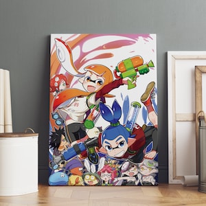 Pôster de Splatoon, arte de parede Inklings, impressão em tela enrolada, pôster de jogo para presente