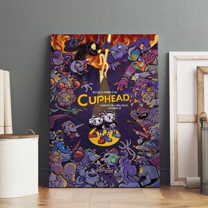 Cuphead Poster, Mugman Wall Art, Premium Canvas Print, Game Fan Gift, Frame Option Available
