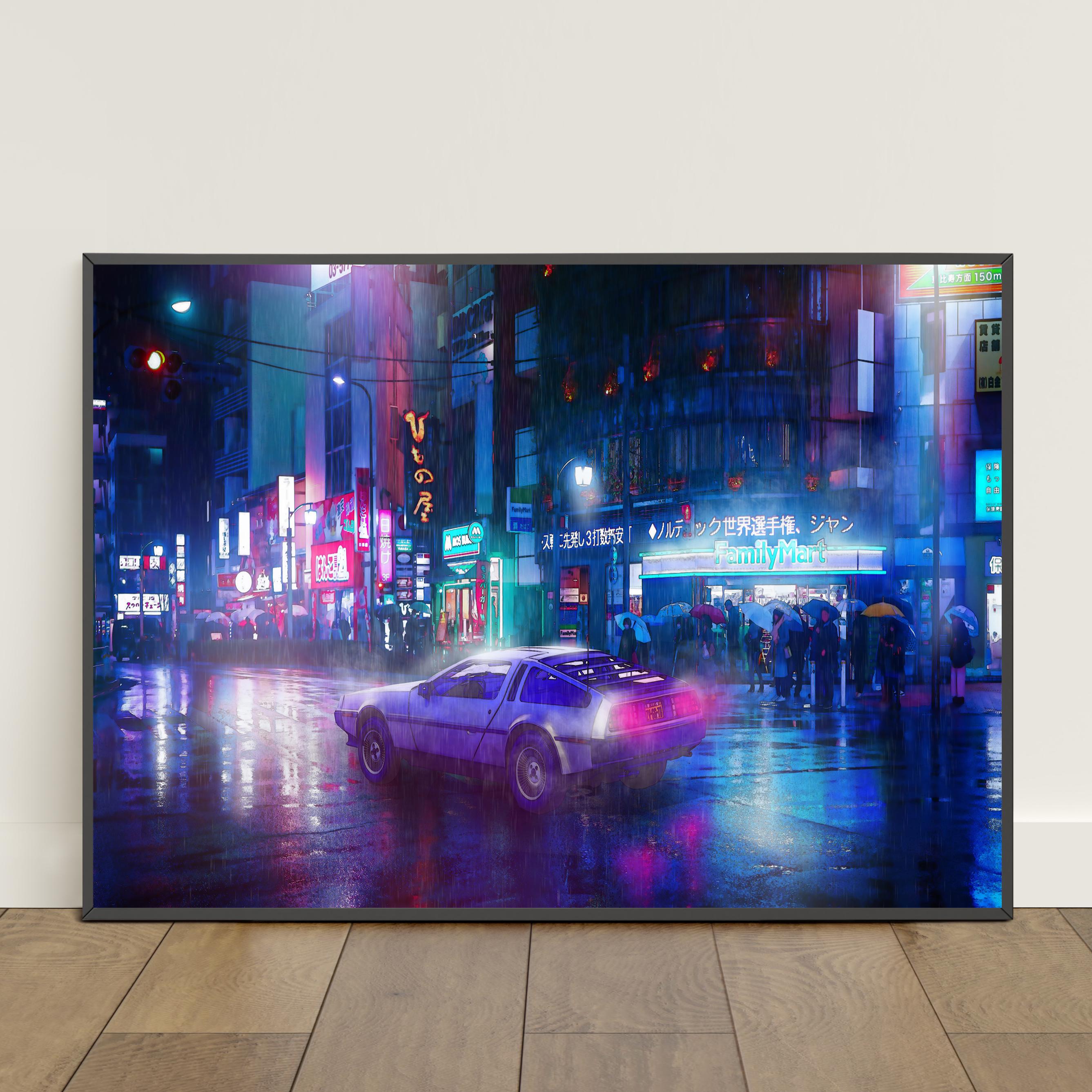Cyberpunk City Poster | Futuristic City Wall Art | Game Canvas Print ...