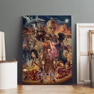 Poster Sekiro Shadows Die Twice, Ookami kunst aan de muur, opgerolde canvasprint, gameposter cadeau