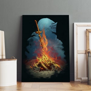 Dark Souls Poster, Chosen Undead Wall Art, Premium Canvas Print, Game Fan Gift, Frame Option Available