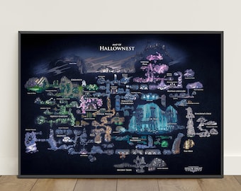 Hollow Knight Map Poster | Hallownest Wall Art | Game Canvas Print