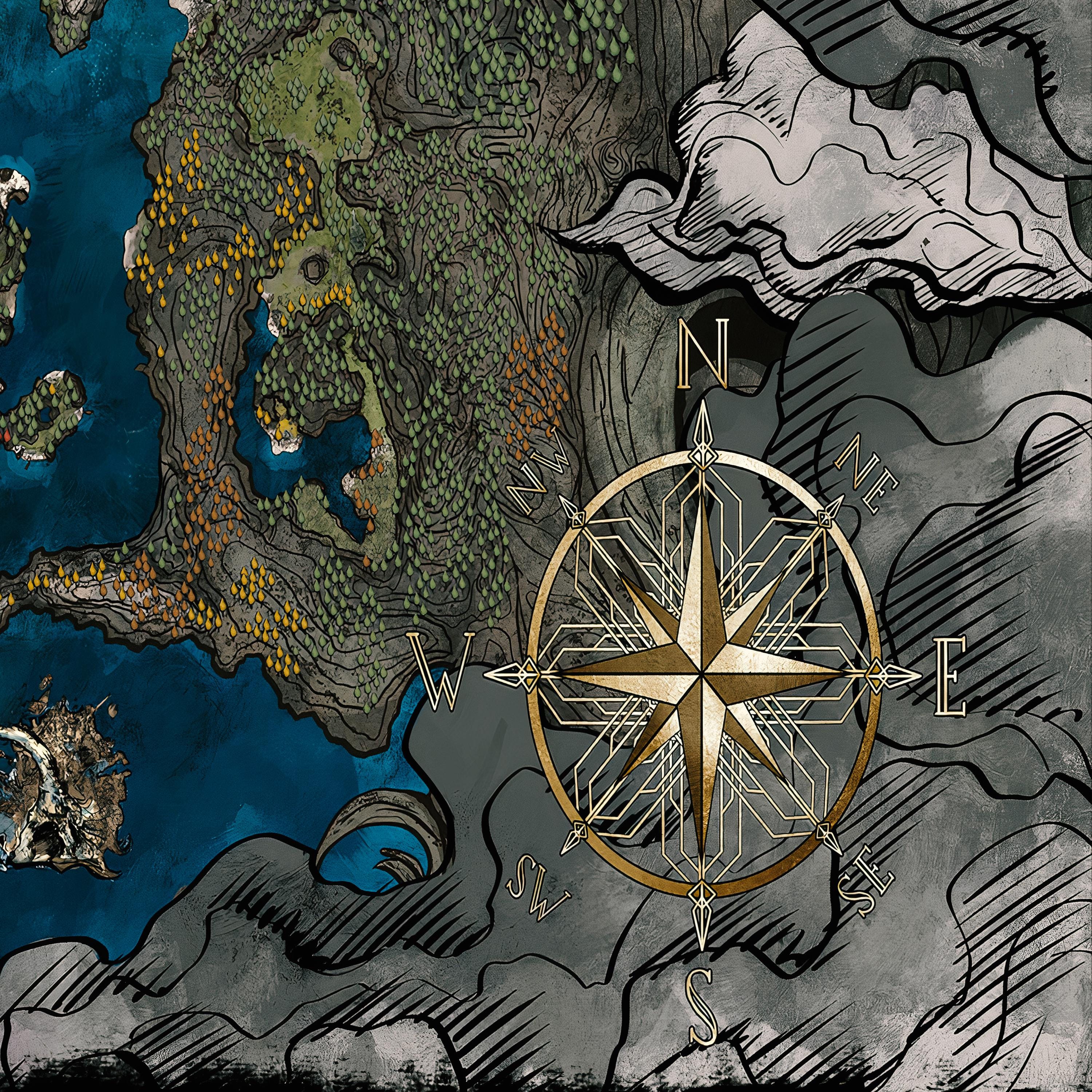 Expedition 33 Map Poster | Clair Obscur Continent Wall Art | Game ...