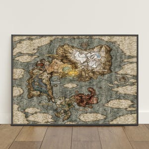 Elden Ring Map Poster | Die Länder zwischen Wandkunst | Spiel Leinwanddruck