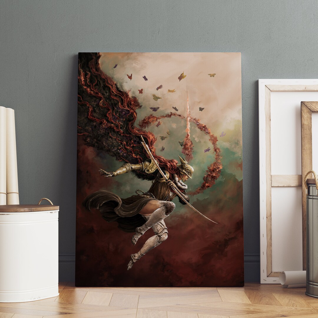Malenia, Maitresse de la Lance ,Elden Ring Poster Papier Mat Avec Cadre En Bois