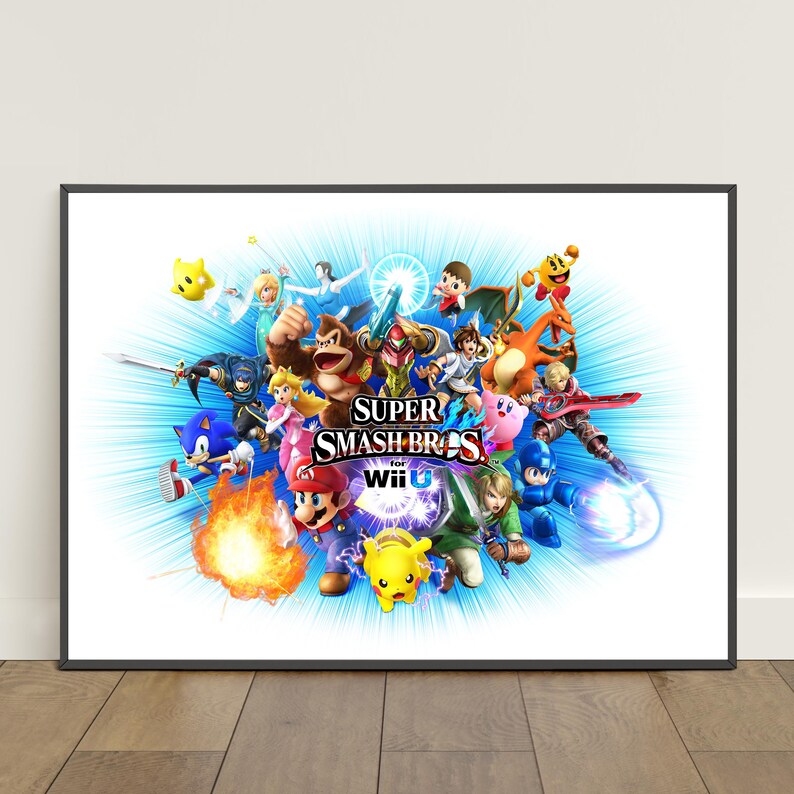 Super Smash Bros Poster | Super Mario Wall Art | Game Canvas Print #2 ...