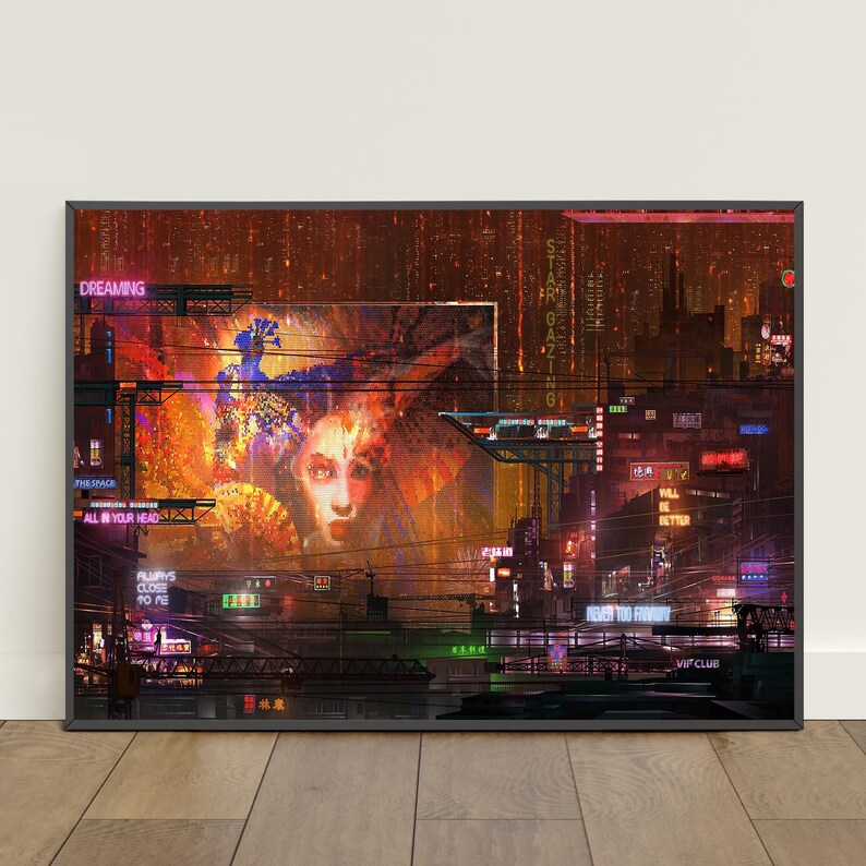 Cyberpunk City Poster | Futuristic City Wall Art | Game Canvas Print - Etsy